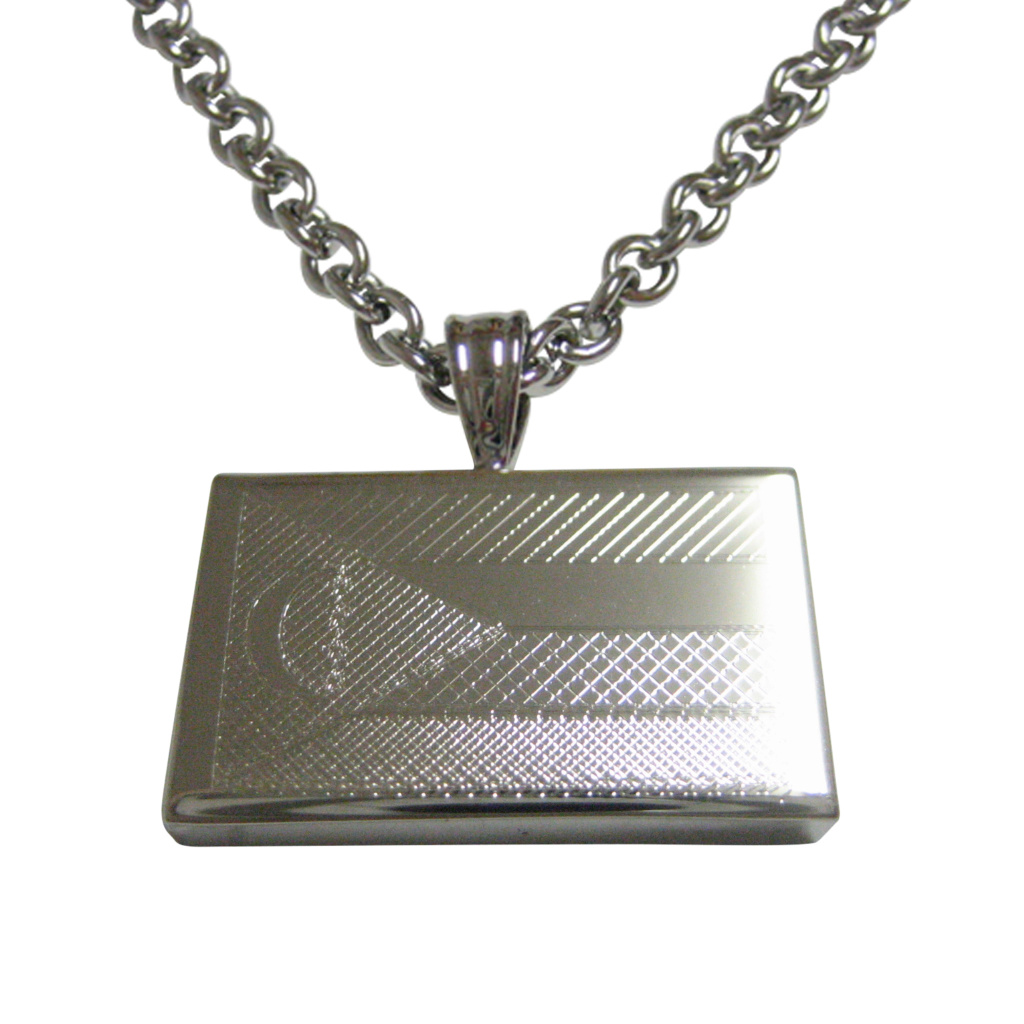 Silver Toned Etched Comoros Flag Unisex Necklace 30$